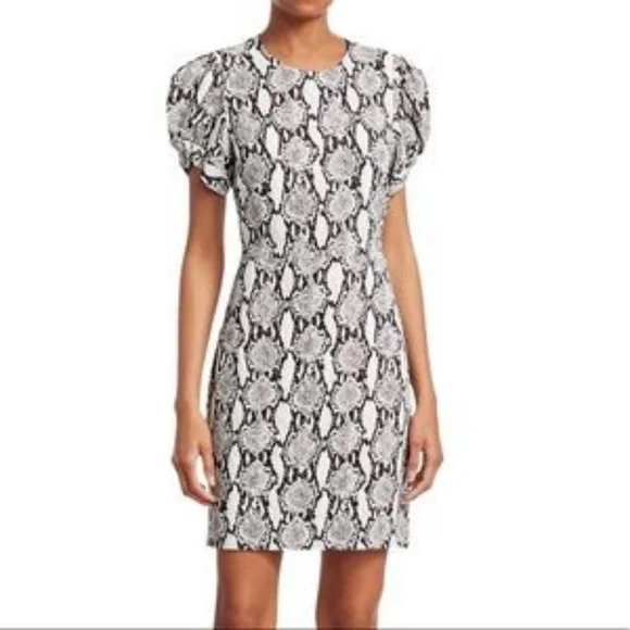 A.L.C. Brinley Snakeskin Puff Short Sleeves Mini Dress - Picture 2 of 16